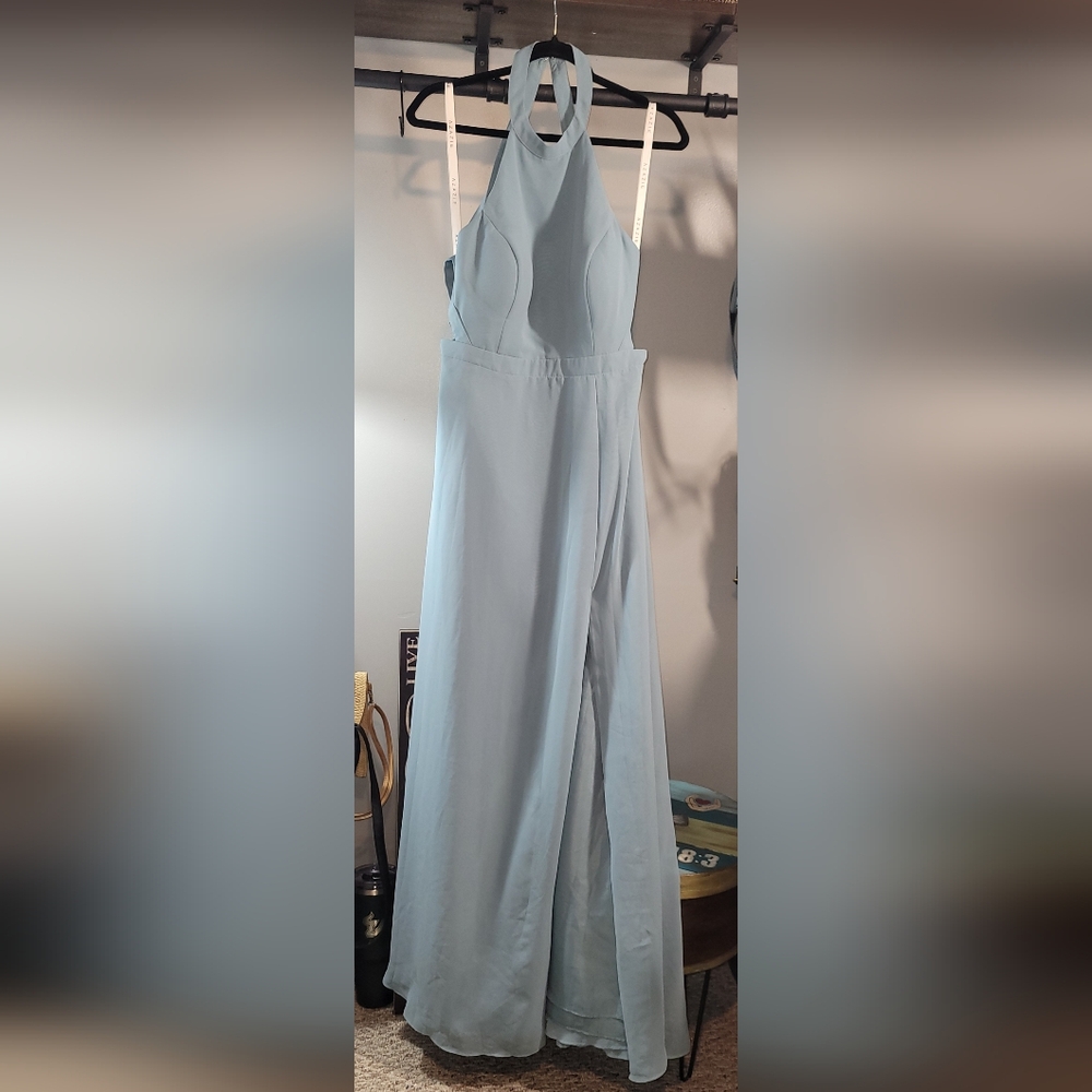 Azazie Blue Halter Neck Gown for Weddings